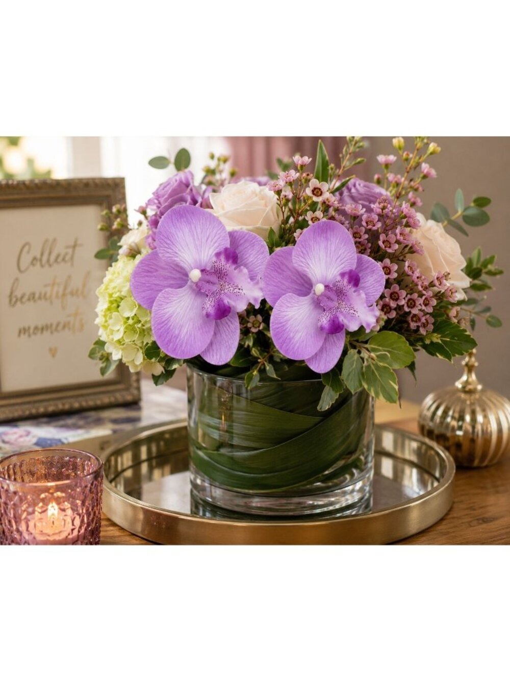 Purple Lavender Touch Orchid Heads Set of 2, 3.5 Inch Phalaenopsis Blooms - Picture 7 of 8